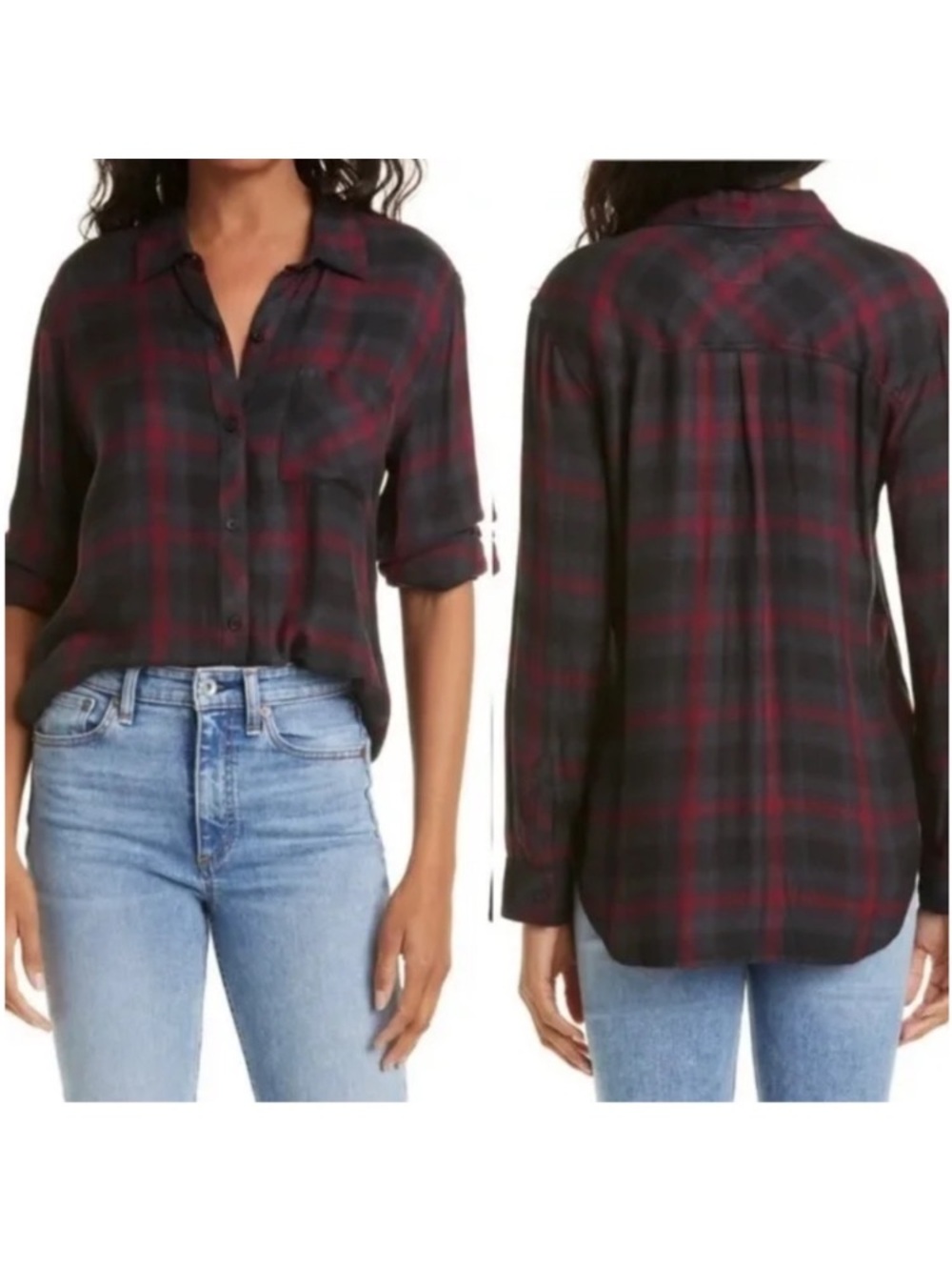 Rails Hunter Plaid Shirt in Scarlett/Ash/Black EUC